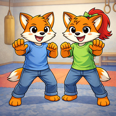 Yuna und Yuki trainieren im Kampfsport Dojo Scheyern