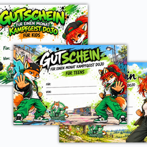 Gutscheine für das erste Modul Kampfgeist Dojo